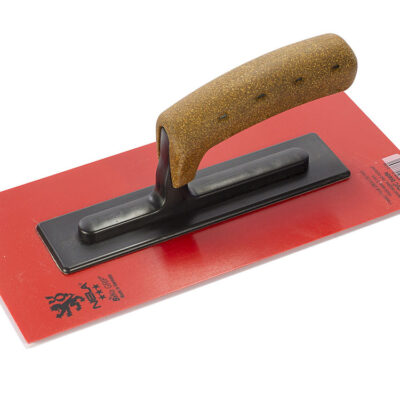 NELA Plastic Float PVC red 280x130x3mm with BiKoGrip cork handle and bevelled edges for plaster and render finishing